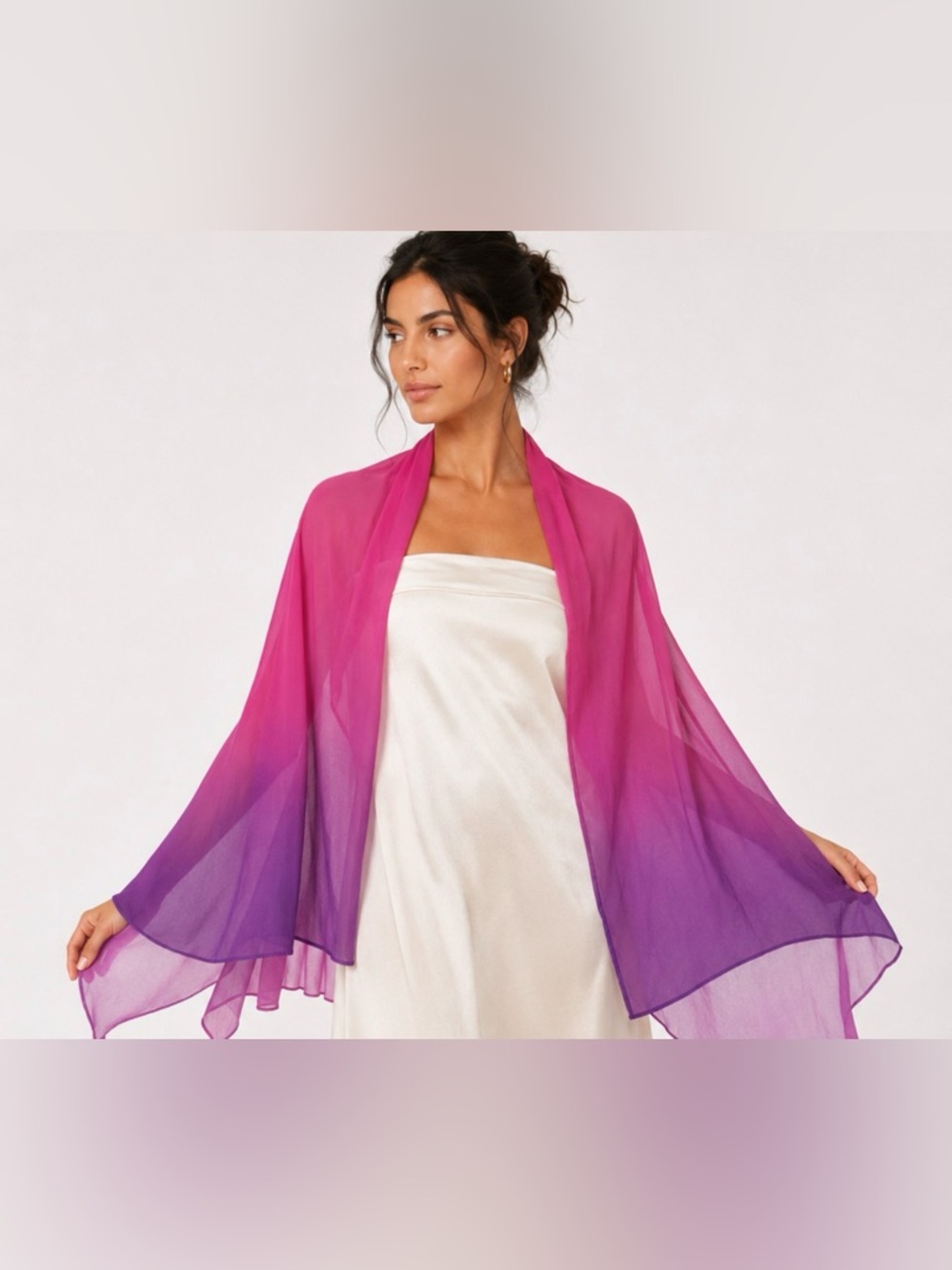 Sheer Ombre Wrap - Fuchsia to Purple Shawl